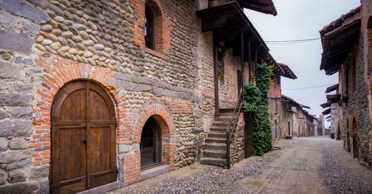 Medieval streets of the ancient village in Ricetto of Candelo, Biella province, Piedmont, Italy