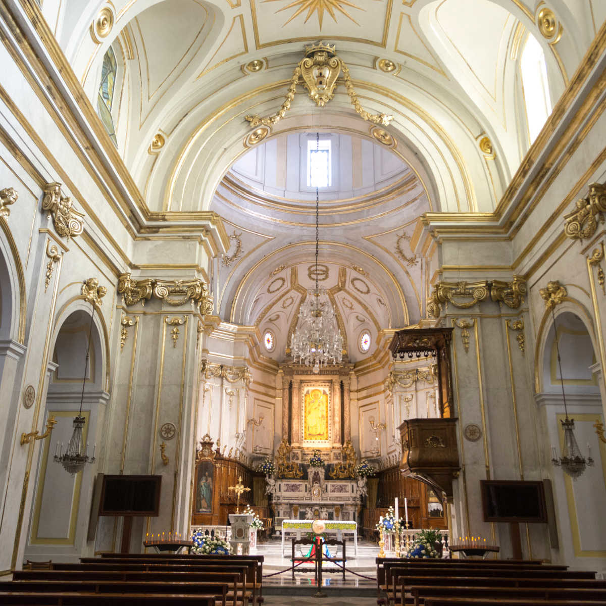 Interiors of a church, Positano, Amalfi Coast, Salerno, Campania, Italy