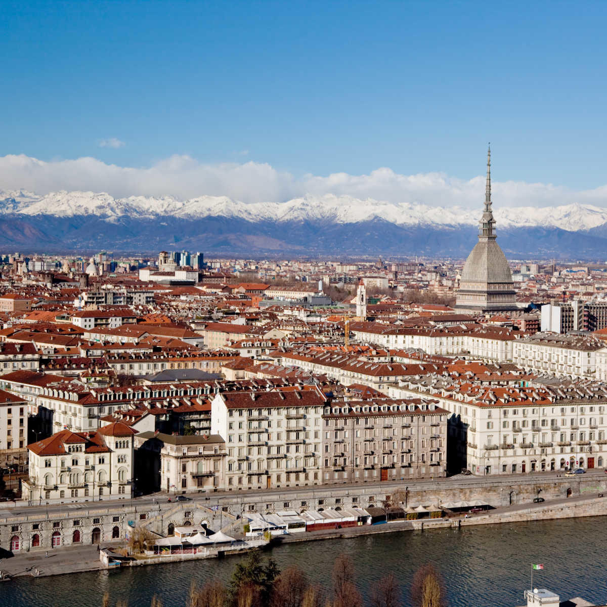 Turin panoramic view; winter clear day; Italy, Europe